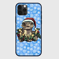 Чехол для iPhone 12 Pro Змея в снежинках, цвет: 3D-черный