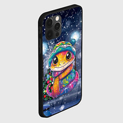 Чехол для iPhone 12 Pro Змея новогодняя ночь 2025, цвет: 3D-черный — фото 2
