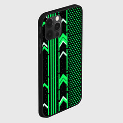 Чехол для iPhone 12 Pro Зелёные обои на чёрном фоне, цвет: 3D-черный — фото 2