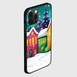 Чехол для iPhone 12 Pro Разноцветный новогодний двор, цвет: 3D-черный — фото 2