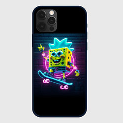 Чехол iPhone 12 Pro Sponge Bob on a skateboard - ai art fantasy