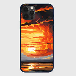 Чехол для iPhone 12 Pro Багровый закат, цвет: 3D-черный