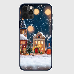 Чехол для iPhone 12 Pro Домики новогодние, цвет: 3D-черный