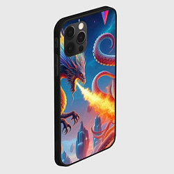 Чехол для iPhone 12 Pro Огнедышащий дракон против осьминога - нейроарт фан, цвет: 3D-черный — фото 2