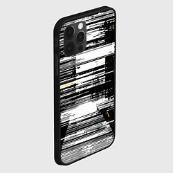 Чехол для iPhone 12 Pro Горизонтальные чёрные линии на бело-жёлтом фоне, цвет: 3D-черный — фото 2