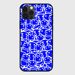 Чехол для iPhone 12 Pro Nirvana logo blue, цвет: 3D-черный