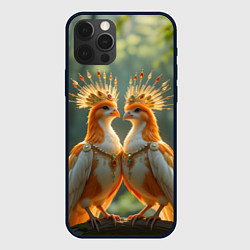 Чехол iPhone 12 Pro Влюбленные птички с коронами