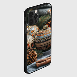 Чехол для iPhone 12 Pro Новогодние шары и шишки, цвет: 3D-черный — фото 2