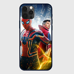 Чехол iPhone 12 Pro Стивен Стрэндж и Человек паук нет пути домой