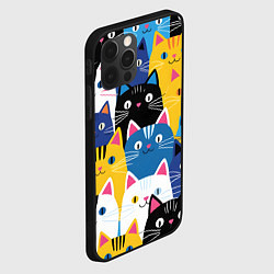 Чехол для iPhone 12 Pro Много цветных котиков, цвет: 3D-черный — фото 2