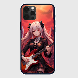 Чехол для iPhone 12 Pro Девочка с электрогитарой аниме, цвет: 3D-черный
