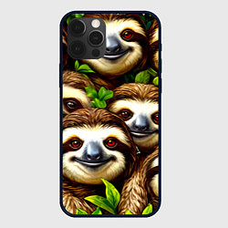 Чехол для iPhone 12 Pro Мордочки ленивцов, цвет: 3D-черный