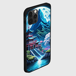 Чехол для iPhone 12 Pro Пейзаж Японии и горы, цвет: 3D-черный — фото 2