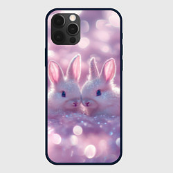 Чехол для iPhone 12 Pro Влюбленные зайчики, цвет: 3D-черный