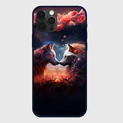 Чехол для iPhone 12 Pro Любовь волка и волчицы, цвет: 3D-черный