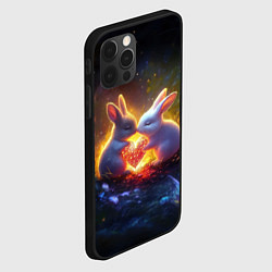 Чехол для iPhone 12 Pro Зайчики держат сердечко, цвет: 3D-черный — фото 2