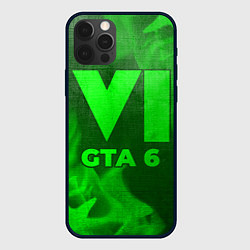 Чехол для iPhone 12 Pro GTA 6 - green gradient, цвет: 3D-черный