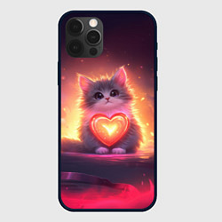 Чехол iPhone 12 Pro Пушистый котик с сердечком