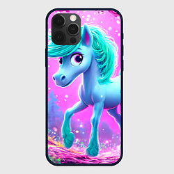 Чехол для iPhone 12 Pro Бирюзовая лошадка, цвет: 3D-черный