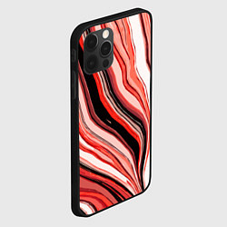 Чехол для iPhone 12 Pro Волнистые вертикальные чёрно-красные полосы, цвет: 3D-черный — фото 2