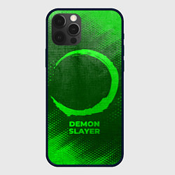 Чехол для iPhone 12 Pro Demon Slayer - green gradient, цвет: 3D-черный