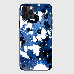 Чехол для iPhone 12 Pro Абстракция - white spots on a blue background, цвет: 3D-черный