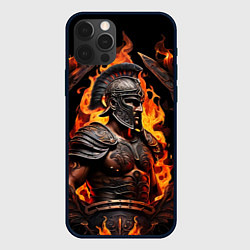 Чехол для iPhone 12 Pro Гладиатор пламени огня, цвет: 3D-черный