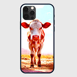 Чехол для iPhone 12 Pro Корова в розовом, цвет: 3D-черный