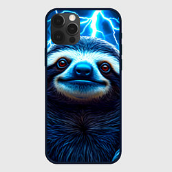 Чехол для iPhone 12 Pro Ленивец в разрядах молний, цвет: 3D-черный