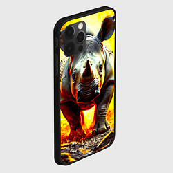 Чехол для iPhone 12 Pro Носорог в огне, цвет: 3D-черный — фото 2