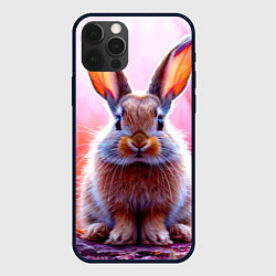 Чехол для iPhone 12 Pro Зайчик в розовом, цвет: 3D-черный