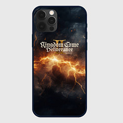 Чехол iPhone 12 Pro Kingdom Come Deliverance 2 логотип на фоне молнии