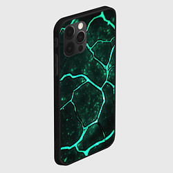 Чехол для iPhone 12 Pro Неоновые зеленые разломы, цвет: 3D-черный — фото 2