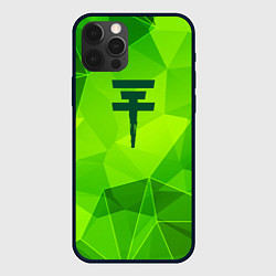 Чехол для iPhone 12 Pro Tokio Hotel green poly, цвет: 3D-черный