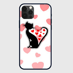 Чехол для iPhone 12 Pro Влюбленная кошка, цвет: 3D-черный