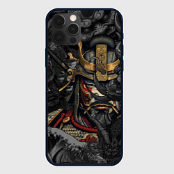 Чехол для iPhone 12 Pro Самурай и драконы в стиле ирезуми, цвет: 3D-черный