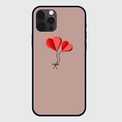 Чехол для iPhone 12 Pro Бумажные сердечки, цвет: 3D-черный