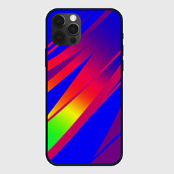 Чехол для iPhone 12 Pro Красно-синий с полосами градиент, цвет: 3D-черный