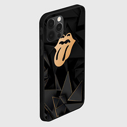 Чехол для iPhone 12 Pro Rolling Stones golden poly, цвет: 3D-черный — фото 2