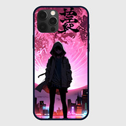 Чехол для iPhone 12 Pro Аниме и розовая луна, цвет: 3D-черный