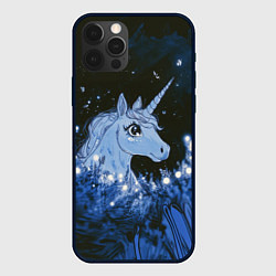 Чехол для iPhone 12 Pro Единорог и светлячки, цвет: 3D-черный