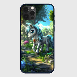 Чехол для iPhone 12 Pro Единорожка в дневном лесу, цвет: 3D-черный