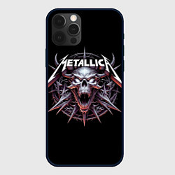 Чехол iPhone 12 Pro Metallica - cool skull with horns