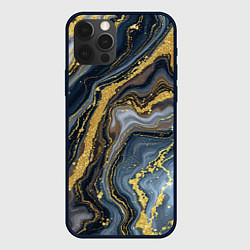 Чехол для iPhone 12 Pro Золотые диагонали, цвет: 3D-черный