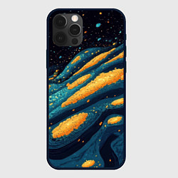 Чехол iPhone 12 Pro Оранжевая и синяя абстракция текстура