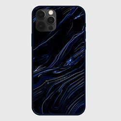 Чехол для iPhone 12 Pro Чёрно-синий абстракция линии, цвет: 3D-черный