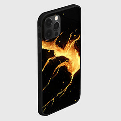 Чехол для iPhone 12 Pro Золотой разлом на черной плите текстура, цвет: 3D-черный — фото 2
