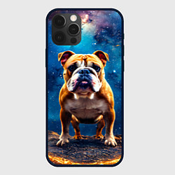 Чехол для iPhone 12 Pro Бульдог в космосе, цвет: 3D-черный