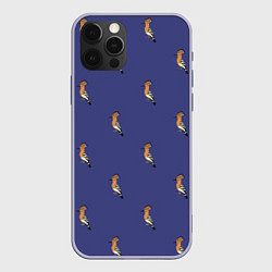 Чехол для iPhone 12 Pro Клевая птица удод на фиолетовом фоне, цвет: 3D-светло-сиреневый