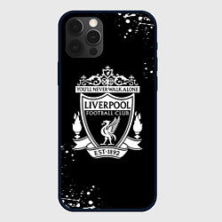 Чехол для iPhone 12 Pro Liverpool белые краски текстура, цвет: 3D-черный